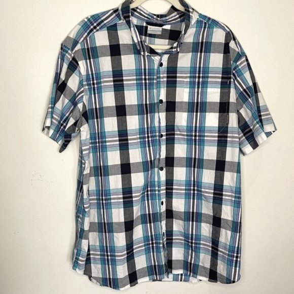 Columbia Sportswear Short Sleeve Button Down Men's XXL Blue Plaid Regular Fit - Picture 1 of 6